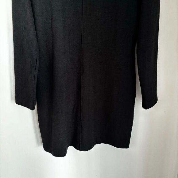 COS Women long sleeve crew neck little black dress with shoulder pads medium NWT - Picture 3 of 12